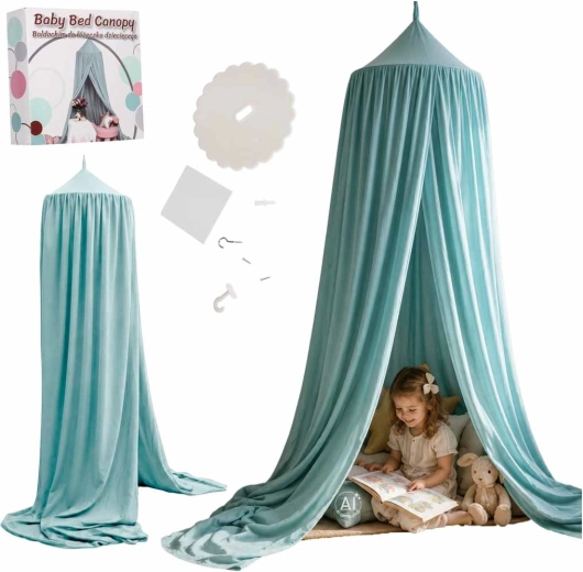 Kinderbedhemel om op te hangen boven het bed boho blauw