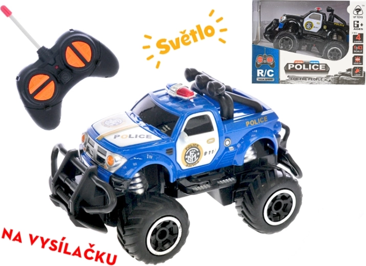 RC politie terreinwagen 14 cm met licht, 27 MHz
