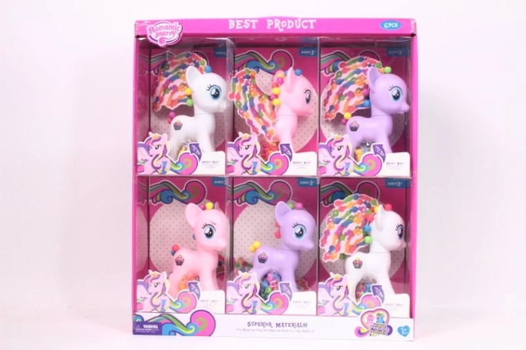 Pony's met kralenmanen (6 stuks)