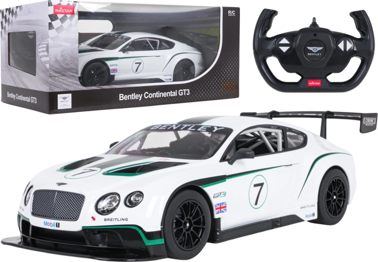 Afstandsbestuurbare Bentley Continental GT3 van RASTAR op schaal 1:14, wit