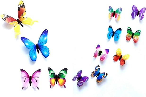 Ag683d fluorescerende vlinders 12 stuks mix