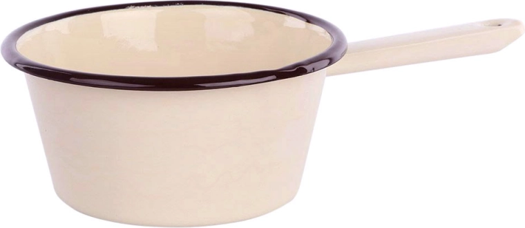 Geëmailleerd steelpannetje Silesia 0,6 l crème met schenktuit 14 cm