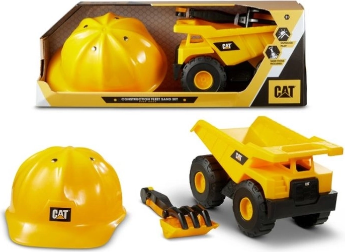 CAT kiepwagen en bulldozer met kinderbouwhelm