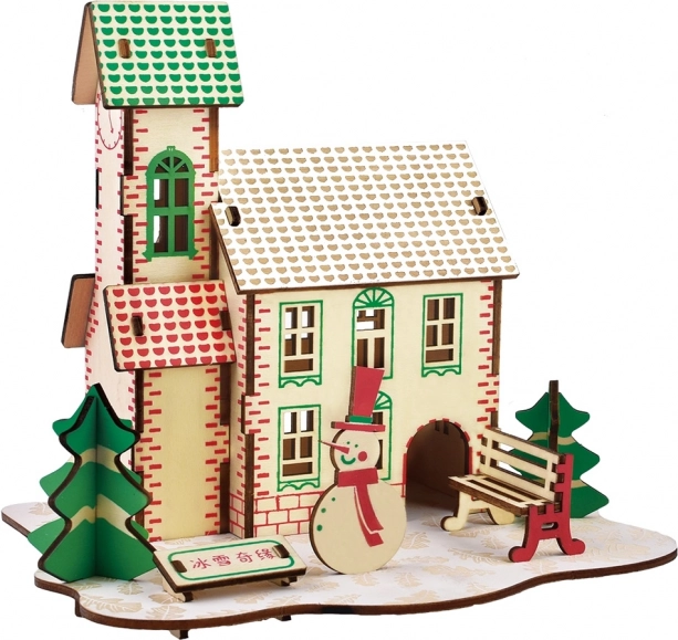Woodcraft houten 3D-puzzel winterhuis