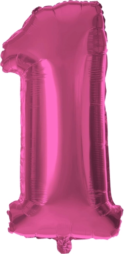Folieballon cijfer 1 30 cm roze TORO