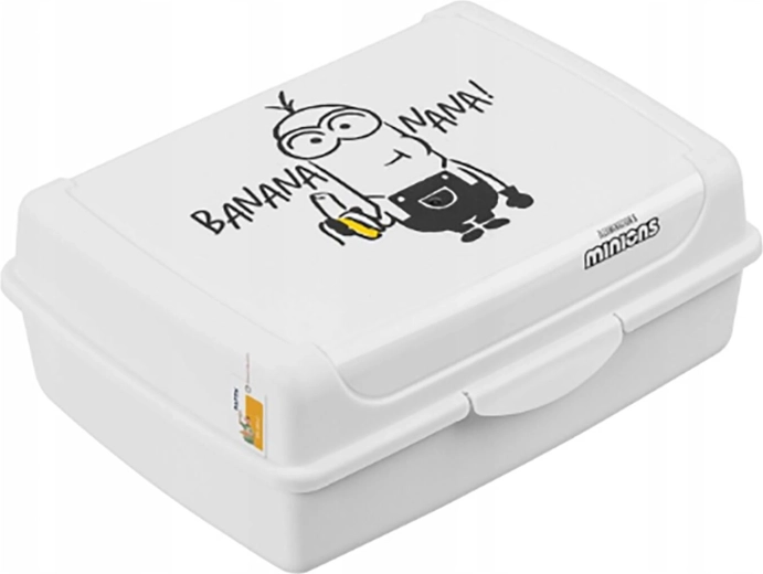 Lunchbox Mimoni met clip, wit, 17 × 13 × 7 cm