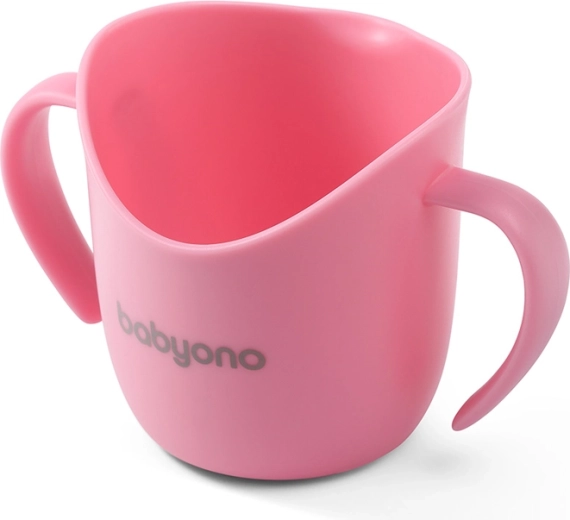 BabyOno ergonomische oefenbeker met oortjes 120 ml, roze (vanaf 6 maanden)