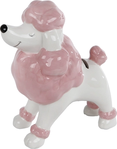 Porseleinen spaarpot poedel roze-wit