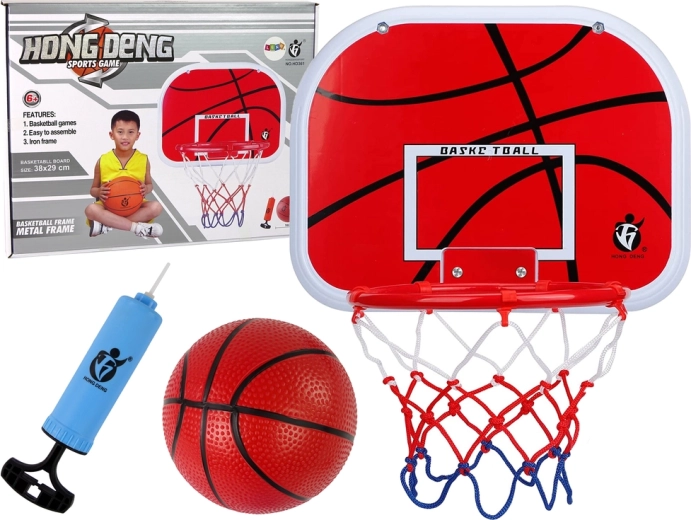 Basketbalset met bord, ring en bal