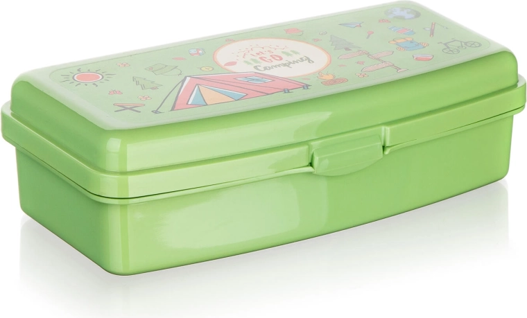 Broodtrommel Camping, groen, 20 × 9,5 × 5,5 cm