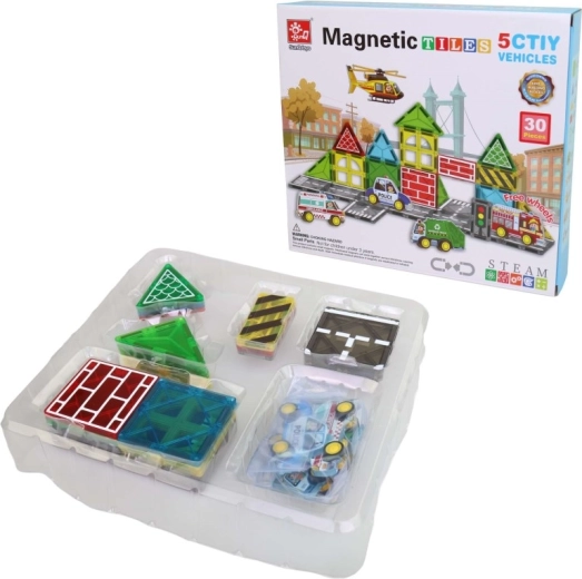 Magnetische knikkerbaan-bouwset, 30 onderdelen