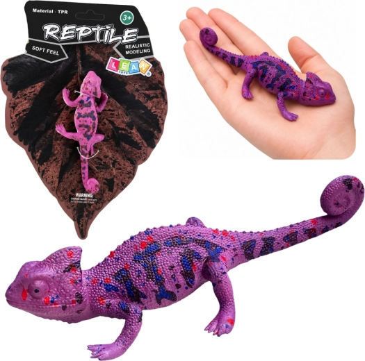 Rubberen kameleonfiguur van TPR, paars 14 cm