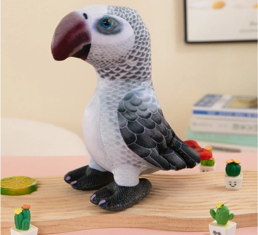 Pluche grijze papegaai 20 cm