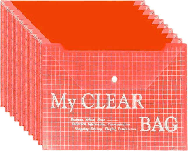 Transparante documentenmap met drukknoop, rood, A4, 20 stuks