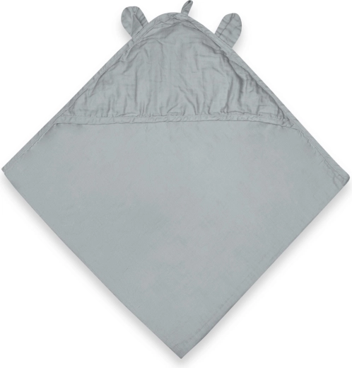 Nuuroo Danila mousseline babybadhanddoek met capuchon dusty blue