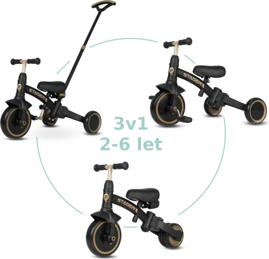 Qplay Stager 3-in-1 platinum driewieler voor kinderen van 2–6 jaar