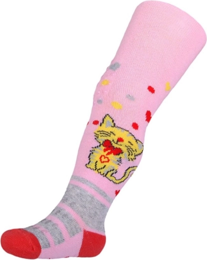 katoenen panty’s New Baby met antislip en katje, lichtroze, maat 104–110