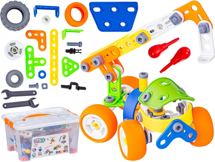 Elastische constructieblokken 10 in 1 (167 onderdelen) – auto’s, helikopter, vliegtuig, robot