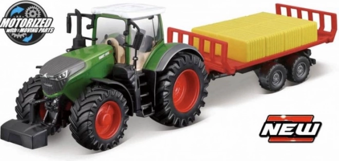 Bburago 10cm Boerderijtractor Fendt 1050 met aanhanger voor balen