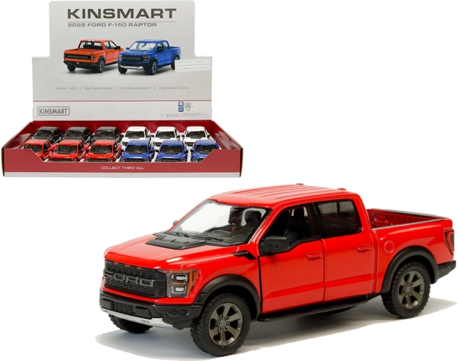 Metalen model Ford F‑150 Raptor 2021 met pull‑back aandrijving
