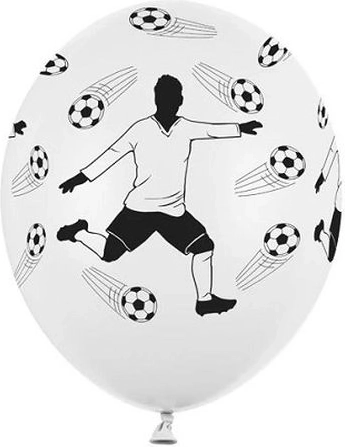 Ballonnen 30 cm met opdruk van een voetballer en ballen pastelwit - 1 stuk