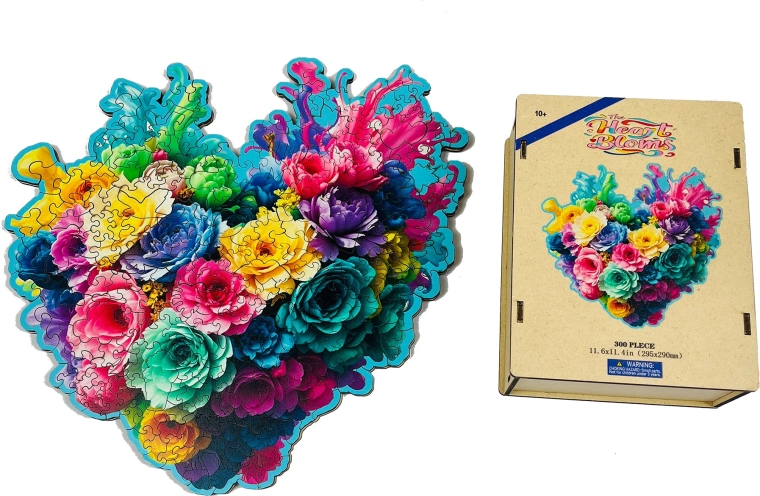 Houten puzzel Bloemenhart