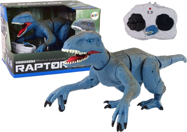 Op afstand bestuurbare dinosaurus Velociraptor blauw