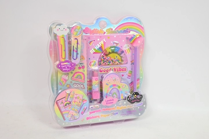 Hot Focus regenboog spiraal dagboek met accessoires