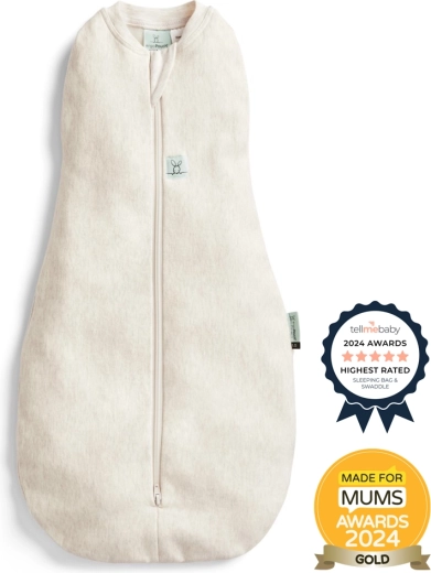 ErgoPouch Cocoon inbakerdoek en slaapzak 2-in-1 Oatmeal Marle 0,2 tog (3–6 maanden)