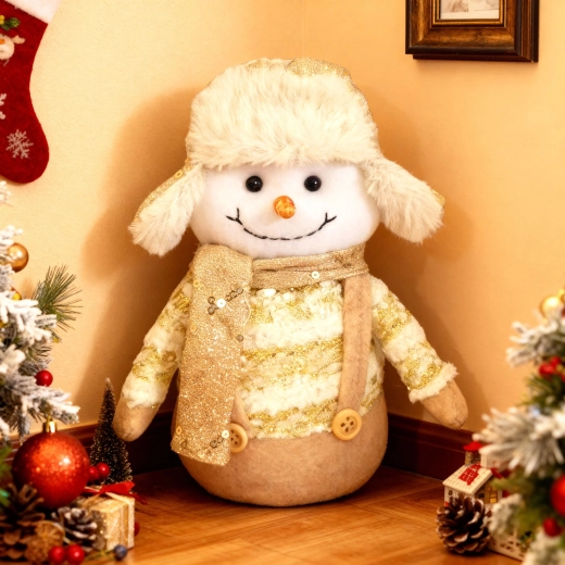 Kerstdecoratie van textiel: sneeuwpop 20 cm