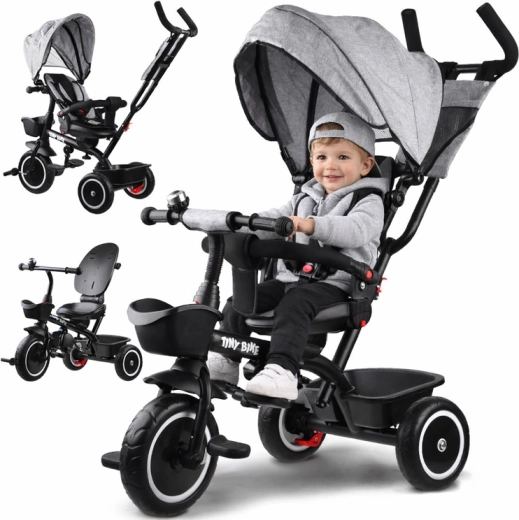 3-in-1 kinderdriewieler met zonnekap TINY BIKE – Draaibaar