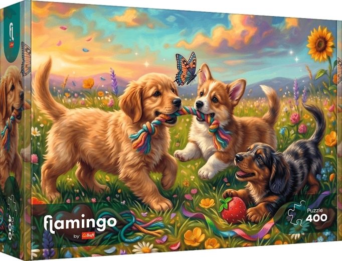 Trefl puzzel Flamingo: Speelse puppy's 400 stukjes