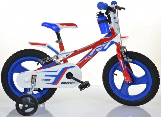 Kinderfiets Dino rood-blauw-wit 14 inch