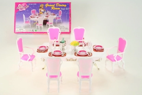 Glorie eettafel met accessoires voor poppen