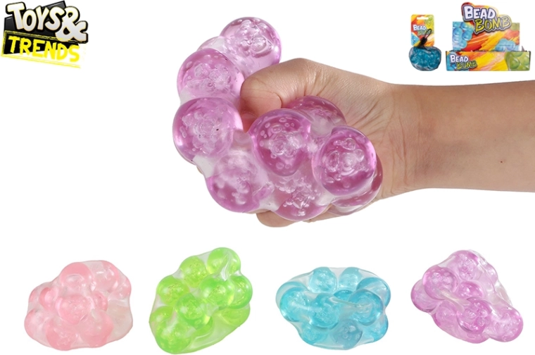 Antistressbal met knisperende bolletjes 9 cm TOYS&TRENDS