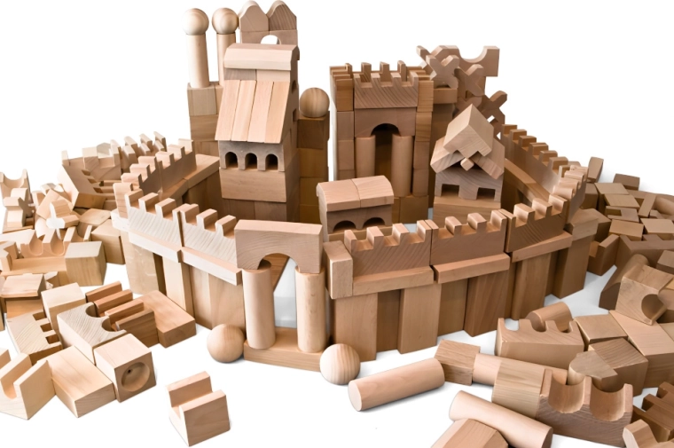 2Kids Toys natuurlijke houten blokken XL 220-delig