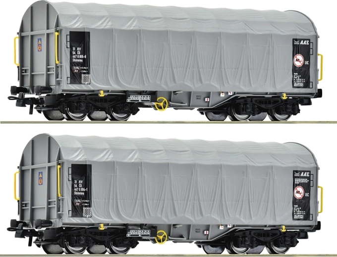 Roco tweedelige set goederwagens met zeil Shimmns ČD