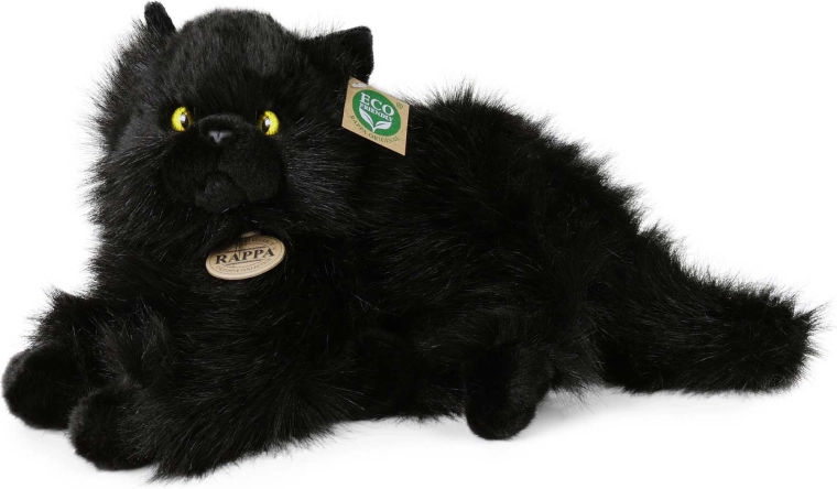Rappa pluche zwarte liggende kat 30 cm eco-friendly
