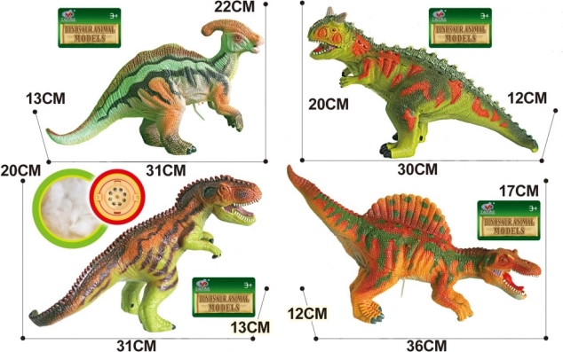 zachte dinosaurus met geluid 38 cm – 4 soorten