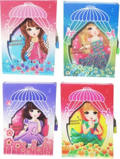 Kleurrijk meisjesdagboek met slot in harde kaft