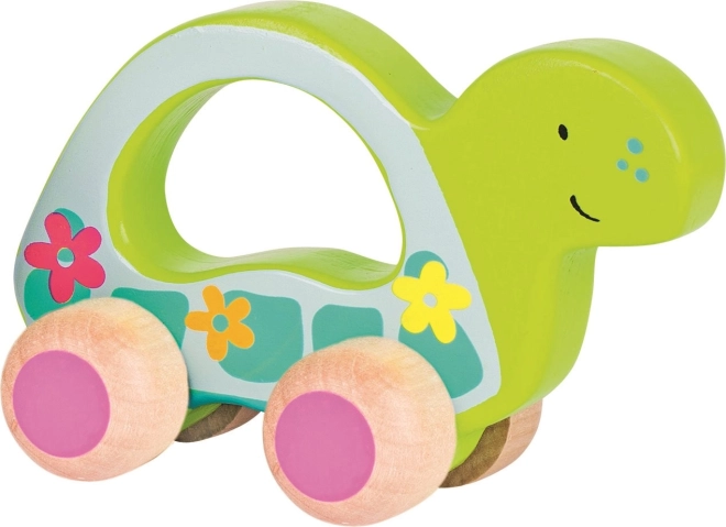 Rijdende houten schildpad van Goki