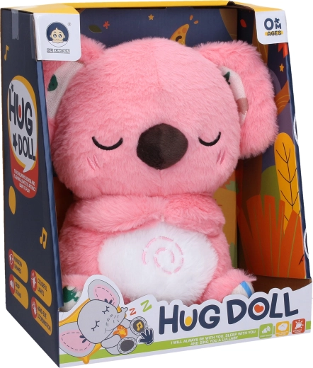 Pluchen ademende koala roze met effecten 27 cm