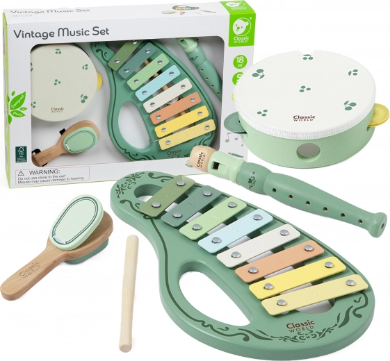 Houten vintage set muziekinstrumenten CLASSIC WORLD, 18m+