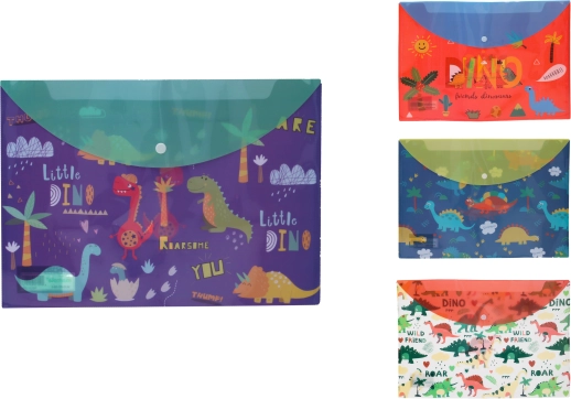 Map met drukknoop met dinosaurusmotief 36 × 26 cm