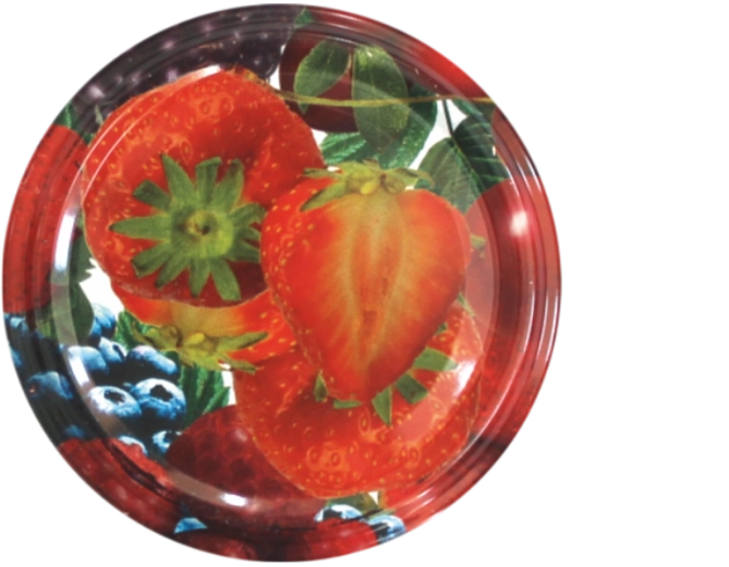 Set metalen deksels 66 mm met fruitmotief, 10 stuks