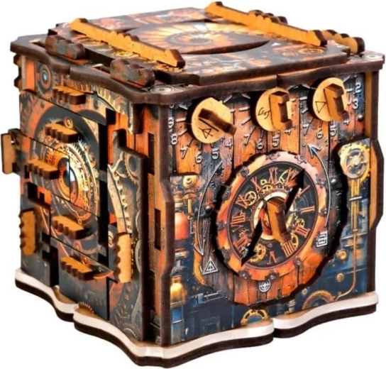 Houten mechanische puzzel iQube Dark Box van EscapeWelt