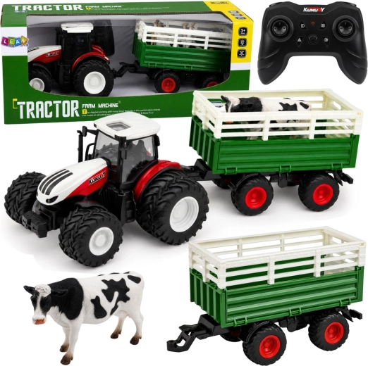 RC landbouwtractor met aanhanger en koeienfiguur 1:24