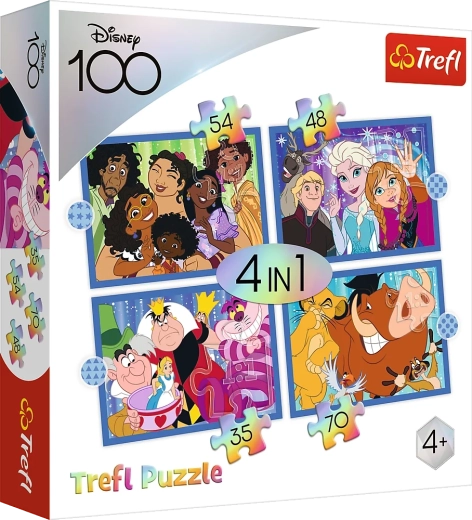 Puzzel 4-in-1 vrolijke DISNEY-wereld