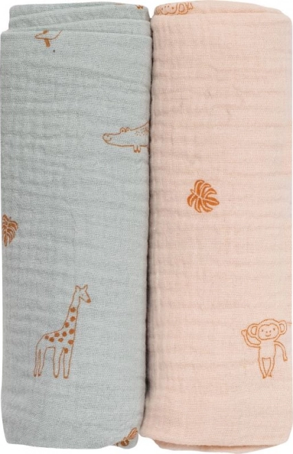 Bubaba Bio mousseline luiers 2 stuks - groen en beige