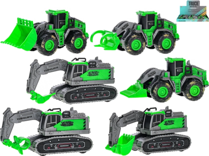 Groene bouwvoertuigen met vliegwiel 11,5 cm